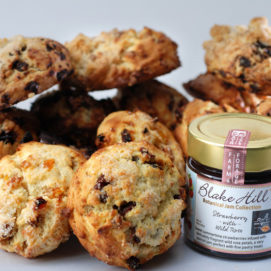 Scone sampler assorted with strawberry jam
