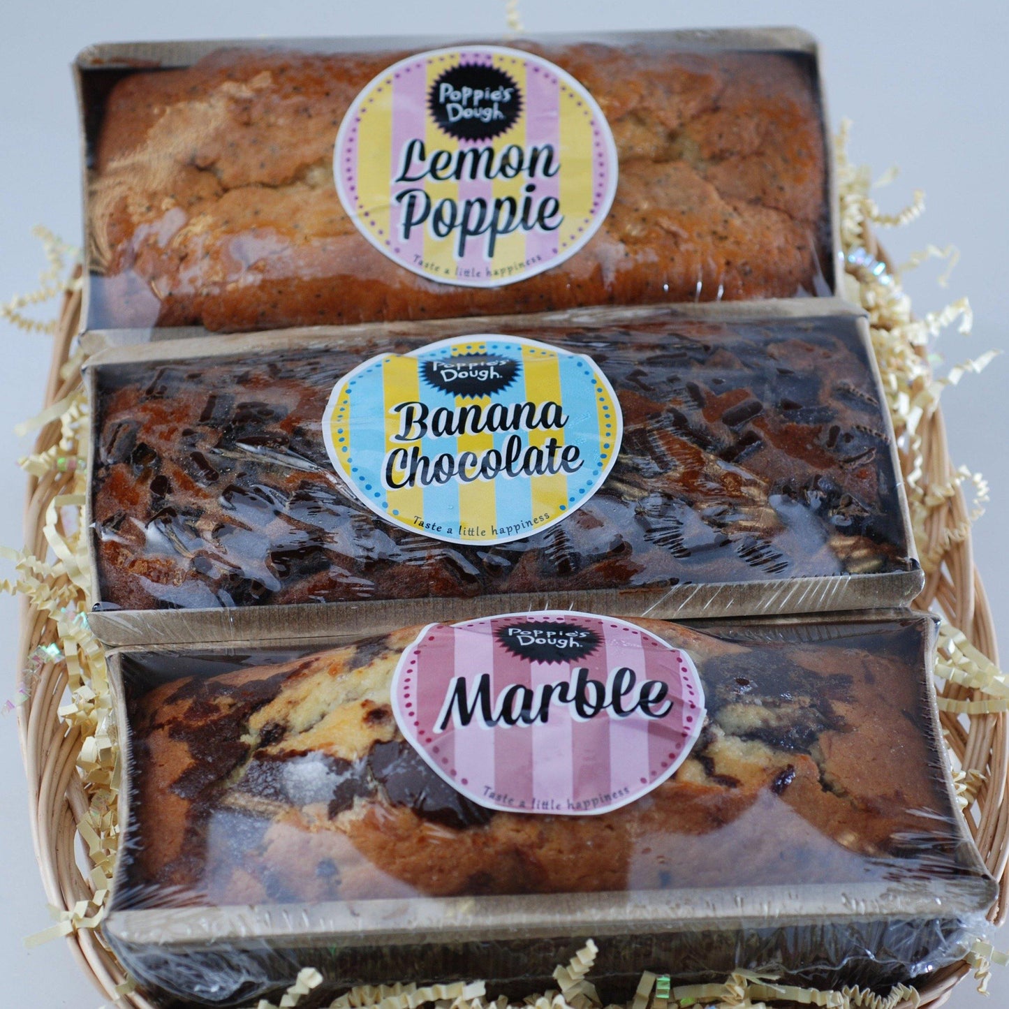 3 loaf assortment, marble, banana chocolate, and lemon poppy