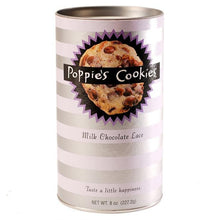 Load image into Gallery viewer, crispy milk chocolate pecan cookies in eight ounce canister
