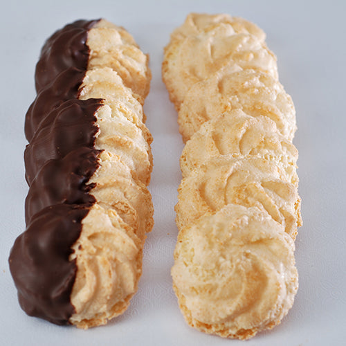 almond macaroon and chocolate dipped