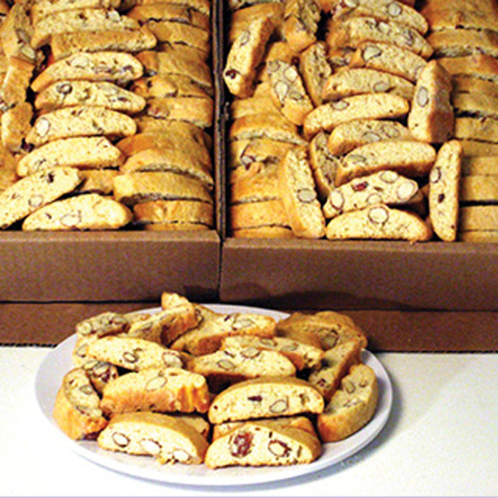 rustic almond biscotti bite size bulk box 5 lb