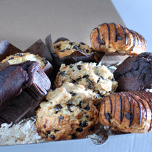 Load image into Gallery viewer,  chocolate breakfast pastries croissants, muffins and scones in a gift box
