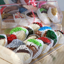 Load image into Gallery viewer, butter cookies vanilla and chocolate filled and decorated for seasonal holidays
