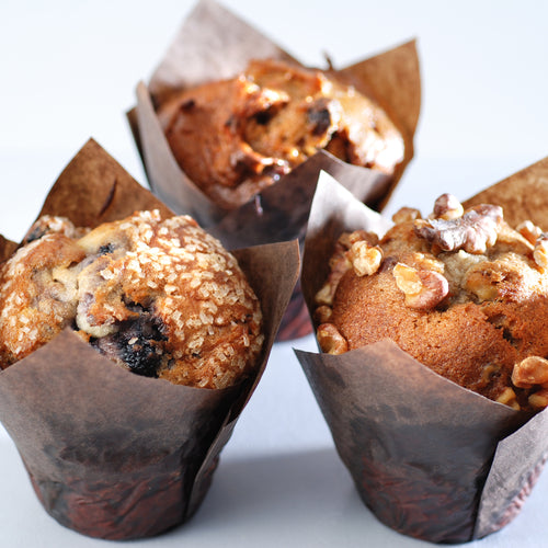 gluten-free gourmet muffins blueberry, banana nut and carrot 