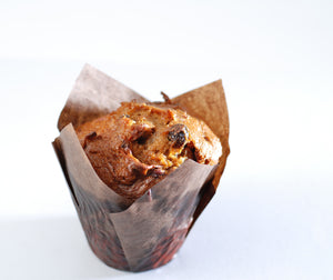 gluten-free carrot raisin walnut muffin