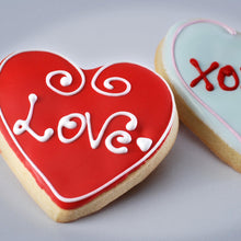 Load image into Gallery viewer, heart butter shortbread cookies decorated

