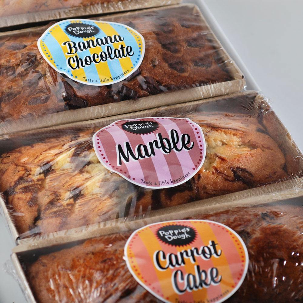 3 loaf assortment banana chocolate, marble and carrot