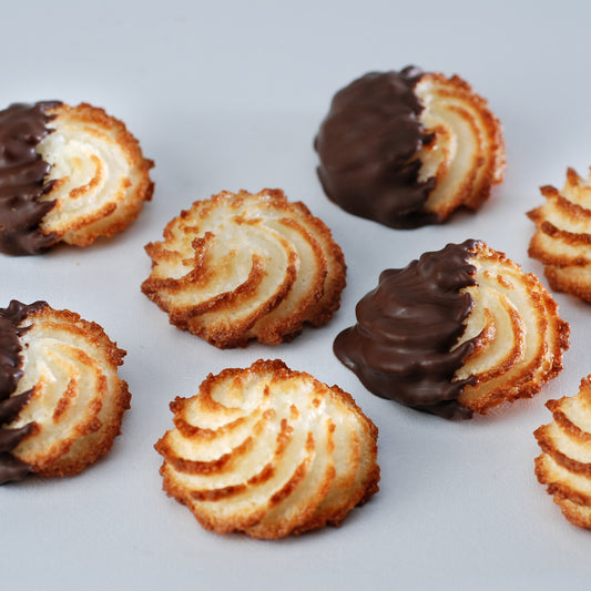 Coconut macaroons dipped in chocolate